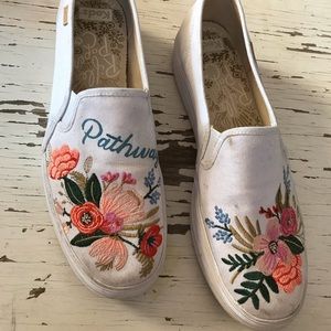 Rifle Paper Co. Keds embroidered slip on shoes